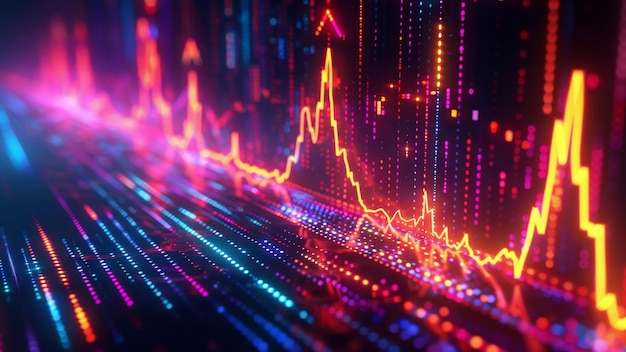 Futuristic Financial Data Visualization in Neon Lights