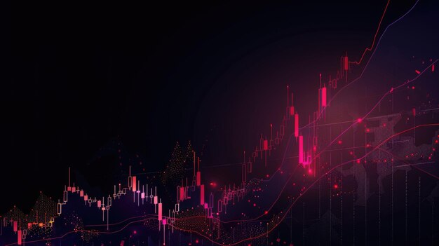 Futuristic Financial Growth Chart with Glowing Neon Lines