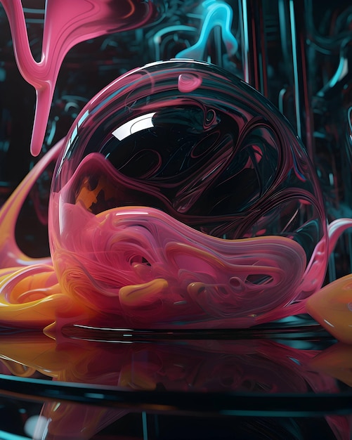 Photo futuristic flow liquid shapes with translucent and abstract geometric forms made of vinyl