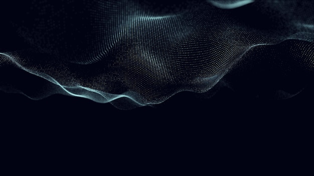 Futuristic flowing wave particles technology background, flowing particles background, 3d rendering