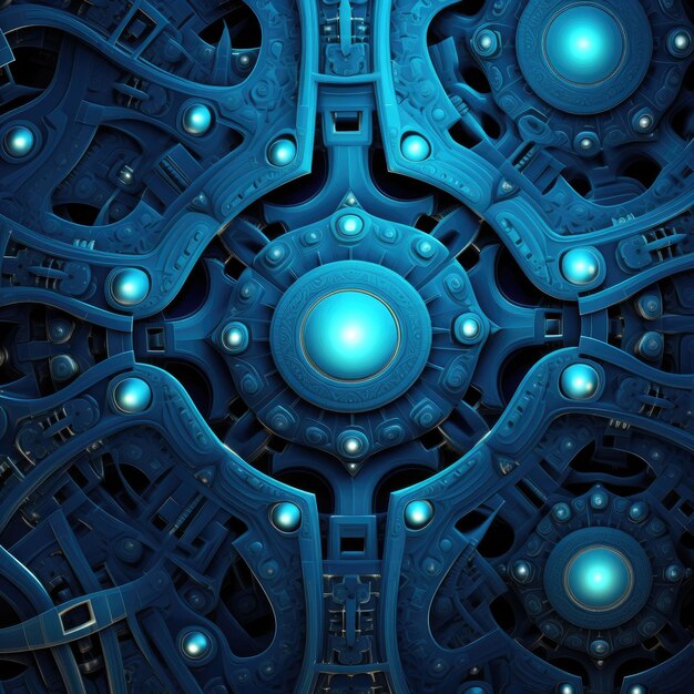 Photo futuristic fractals technology seamless blue pattern