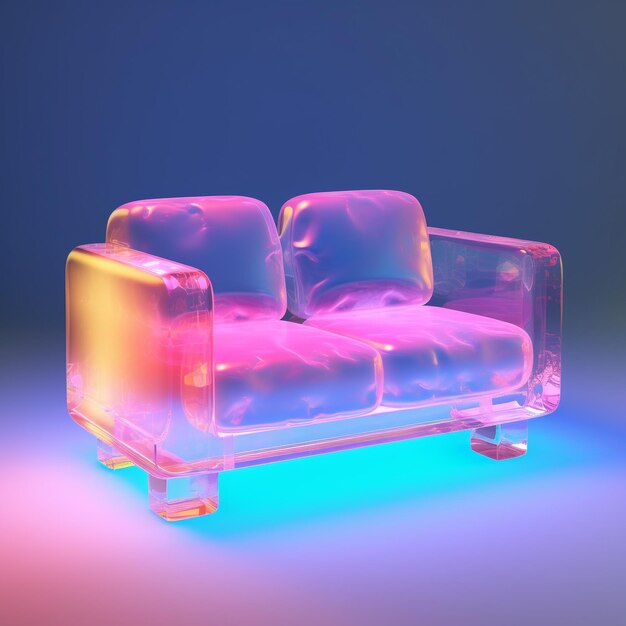 Photo futuristic furniture elegance 3d renders of stylish chairs gradient cubes and whiskey glass art