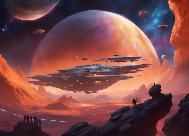 A futuristic galaxy scifi space scene illustration art