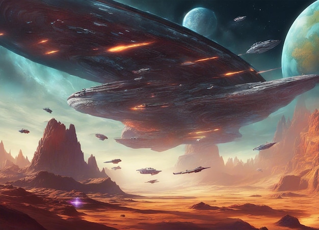 A futuristic galaxy scifi space scene illustration art