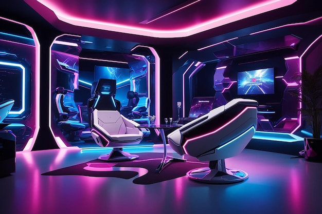 Futuristic gaming bliss immerse yourself in the stateoftheart elegance of a captivating gaming room