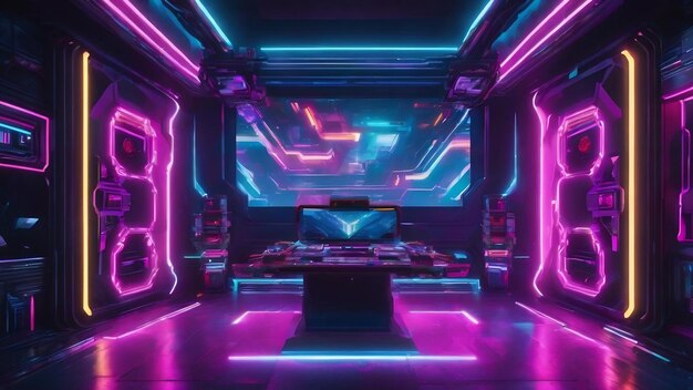 Futuristic gaming esports background abstract wallpaper cyberpunk style scifi game stage concert sce