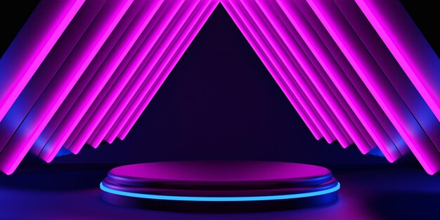 Photo futuristic gaming esports background abstract wallpaper cyberpunk style scifi game stage concert scene in pedestal display room led neon glow light 3d illustration rendering