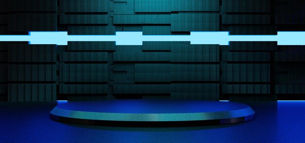Футуристический игровой киберспортивный фон абстрактные обои в стиле киберпанк научная фантастика игровая сцена концертная сцена в выставочном зале пьедестала светодиодный неоновый свет свечения 3d рендеринг иллюстрации