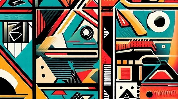 Futuristic Geometric Abstraction on ComicStyle Canvas