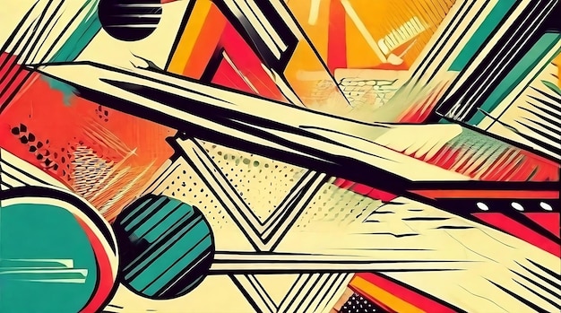 Futuristic Geometric Abstraction on ComicStyle Canvas