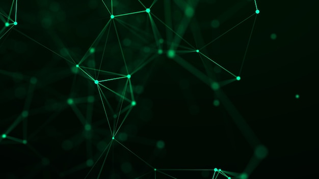 Futuristic geometric flow with connecting points and lines\
abstract green digital background global network concept big data\
complex with compounds 3d rendering