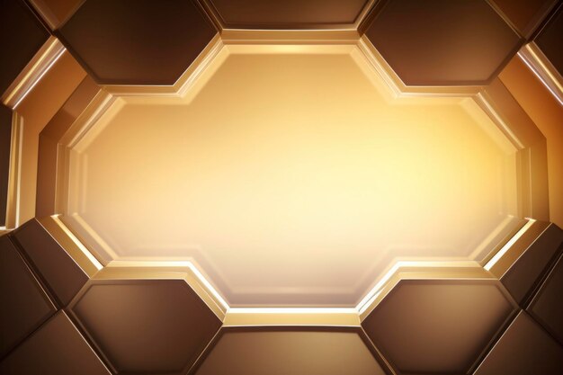 Futuristic geometric gold and copper color stage background wallpaper display