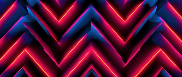 Foto un modello geometrico futuristico con linee luminose al neon su uno sfondo scuro che crea un effetto visivo affascinante