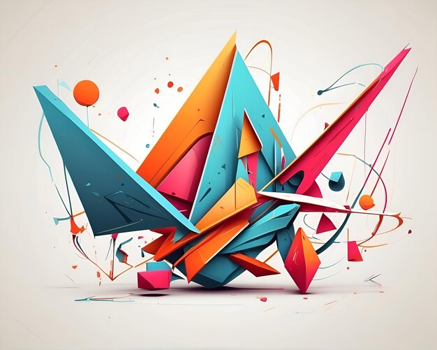 Photo futuristic geometric shapes connect for modern abstract design