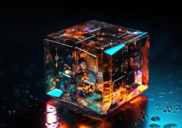 Futuristic glass cube background Generative AI technology