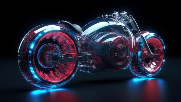 Foto motocicletta futuristica in vetro con ruote massicce generative ai