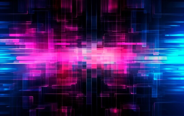 Futuristic glitch wallpaper in blue and purple colors Distortion effect Cyberpunk design concept