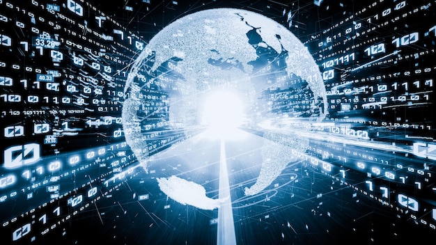 futuristic global network and tacit digital data transfer