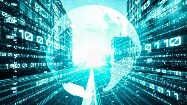 futuristic global network and tacit digital data transfer
