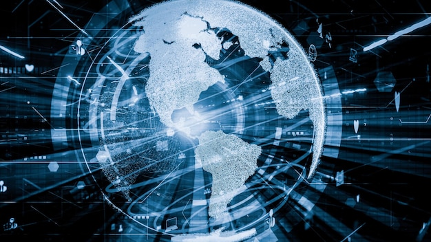 futuristic global social media people network and tacit digital data sharing