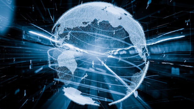futuristic global social media people network and tacit digital data sharing