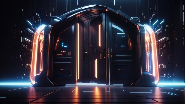 Futuristic Glowing Door Computer Art by Mike Winkelmann