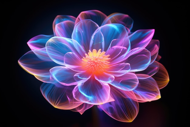 Futuristic glowing flower in neon colors