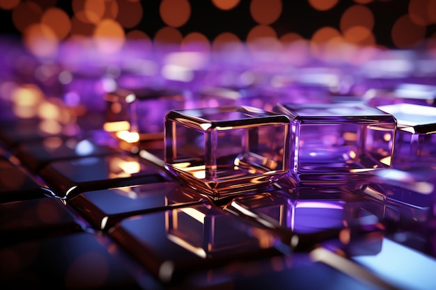 Futuristic glowing ultra purple hexagonal or honeycomb background AI generative