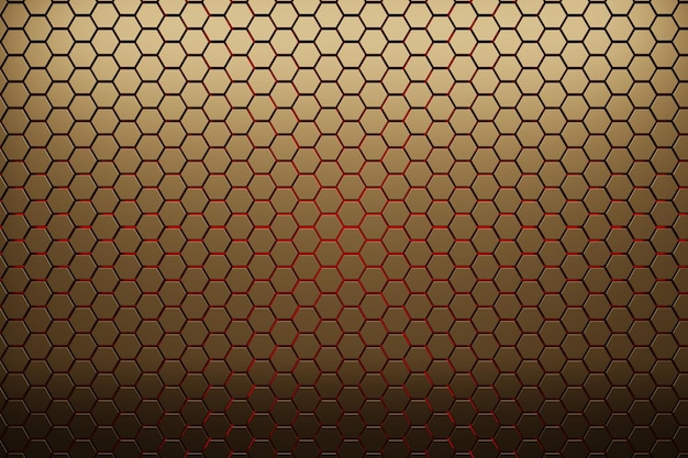Футуристический золотой шестиугольный текстурный фон 3d рендеринг