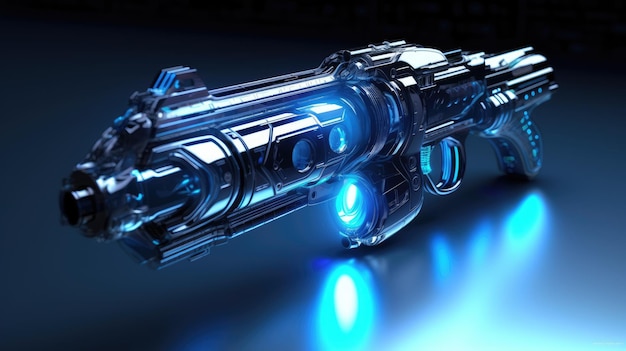 A futuristic gun is shown in this illustration.