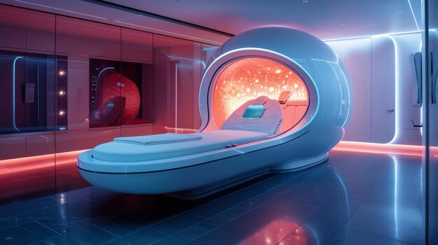 Photo futuristic health clinic with nanotech treatments