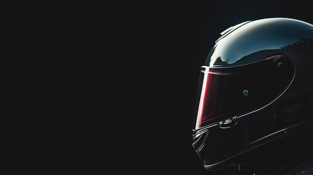 Foto casco futuristico con una visiera rossa luminosa