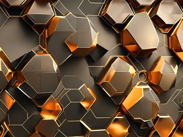 Photo futuristic hexagon pattern with radiant light rays a digital 3d render of abstract surface design ba