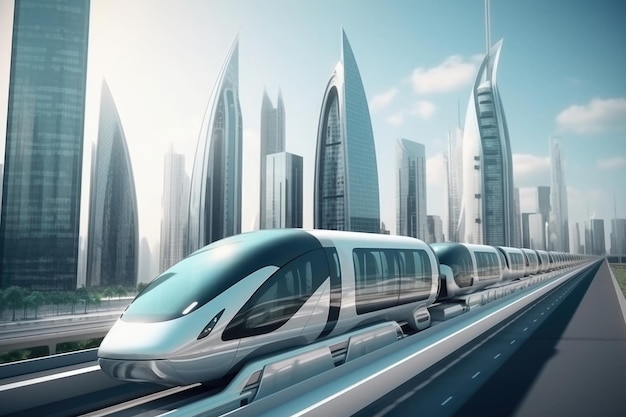 都市の未来的な高速列車 生成 AI