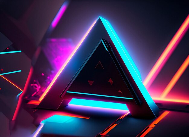 Futuristic high tech dark background with a triangular block structure