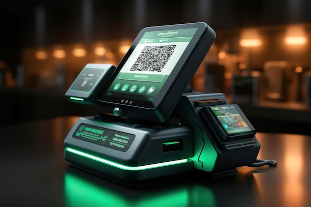 Futuristic high technology Cash register in a store