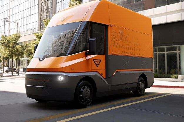 Photo a futuristic hightech delivery truck showcasing cuttingedge technology generative ai