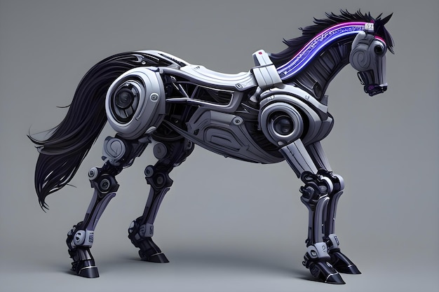 Photo futuristic hightech horse cyborg