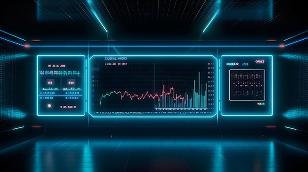 Футуристическая голограмма иллюстрация фондовых данных статистика генерация ai