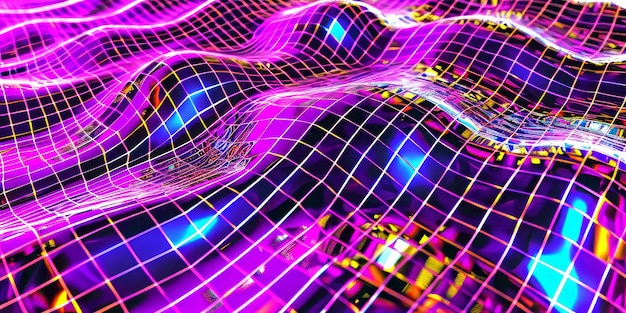 Photo futuristic holographic circuitry waves