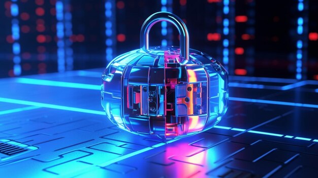 futuristic holographic padlock 8