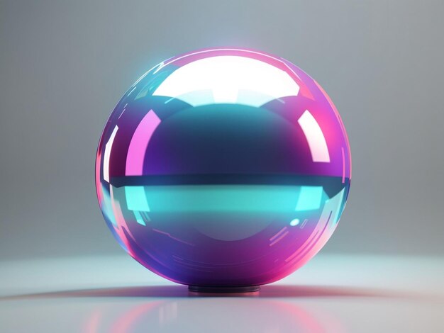 Futuristic Holography 3D Geometric Sphere in Metallic Hues