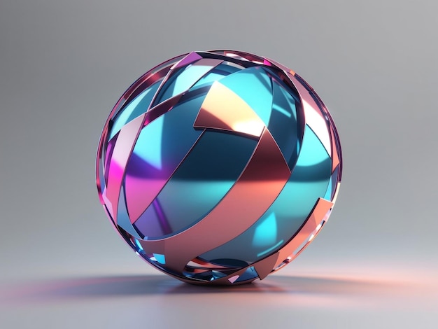 Футуристическая голография 3D геометрическая сфера в металлических оттенках