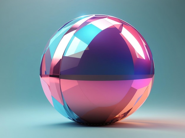 Futuristic Holography 3D Geometric Sphere in Metallic Hues