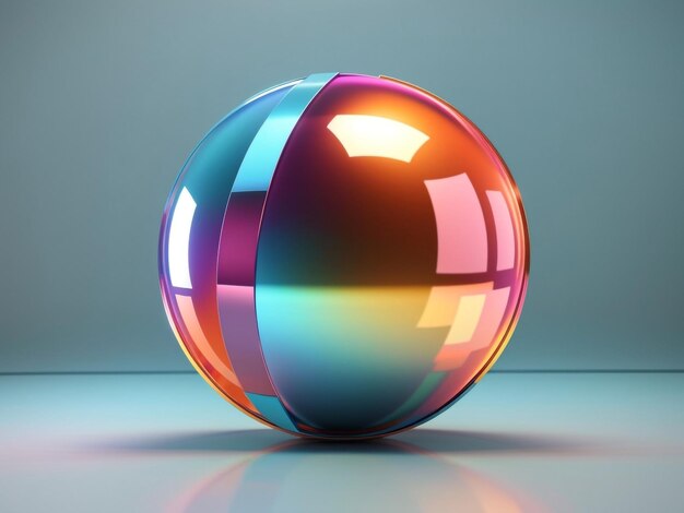 Futuristic Holography 3D Geometric Sphere in Metallic Hues
