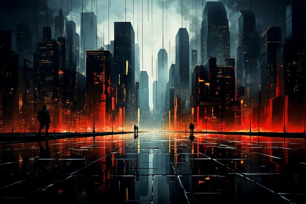 Футуристические горизонты воздушный вид городского пейзажа Marvel
