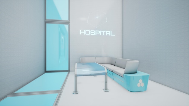 Photo futuristic hospital room in metaverse concept 3d render