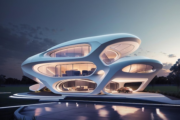 A futuristic house design outdoor ai generative