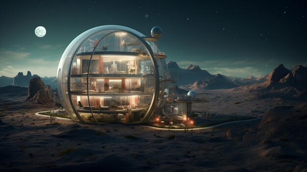 Photo a futuristic house on the planet