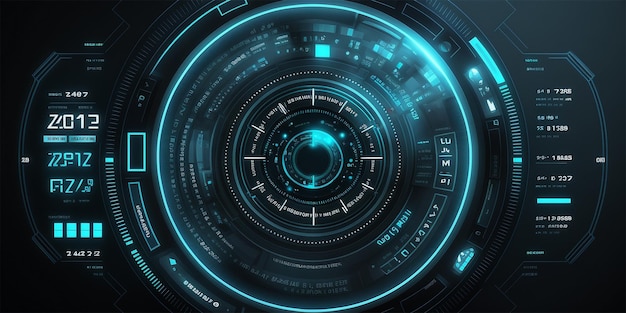 Futuristic HUD circle technology concept background Circular virtual HUD of cyber security system